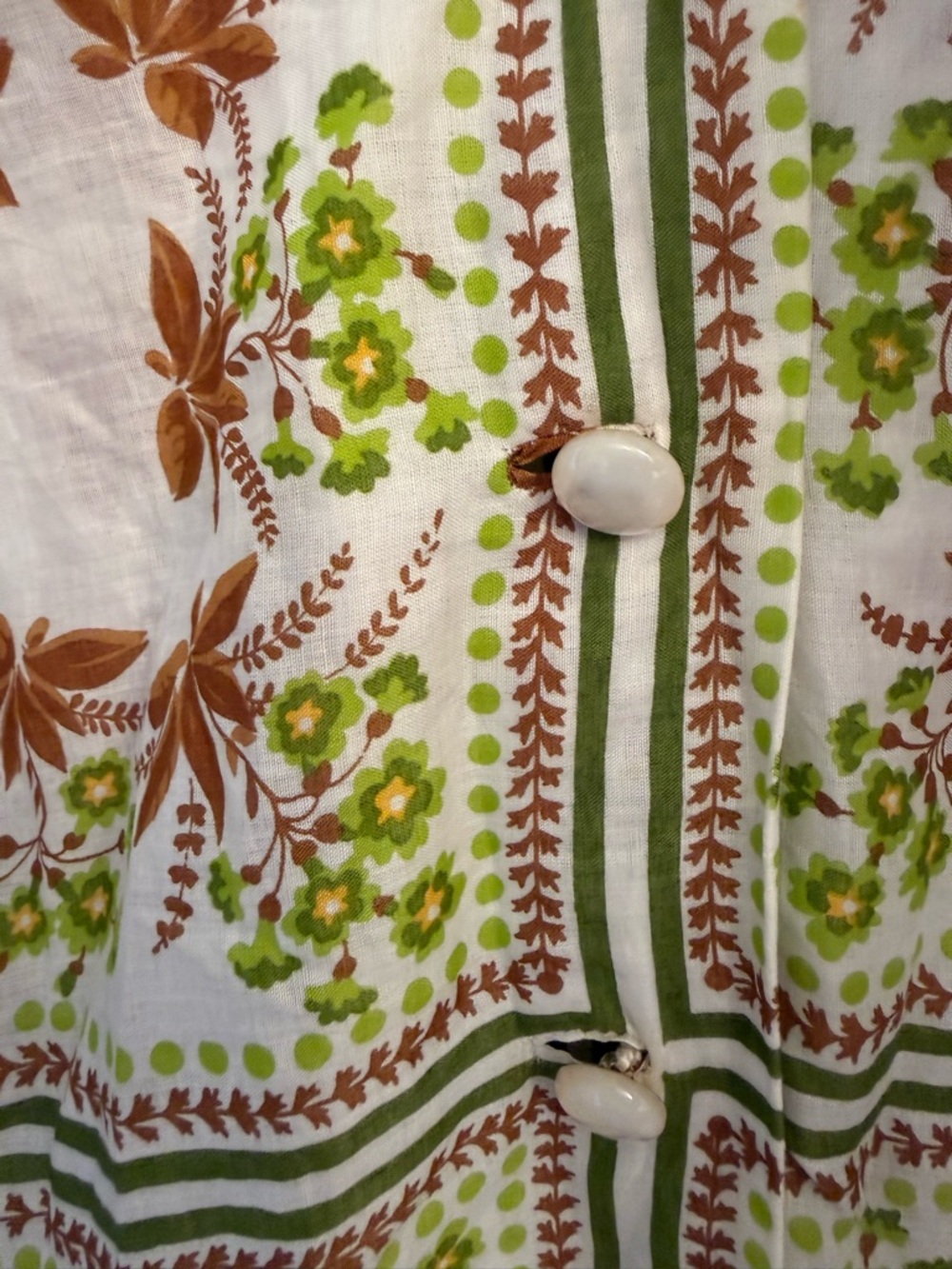 Vintage Flora Luxury Tile Shirtdress💯% Cotton Mother-of-Pearl Button Size: 8-10 - Picture 7 of 17